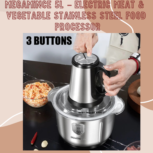 MegaMince 5L – Electric Meat & Vegetable Stainless Steel Food Processor