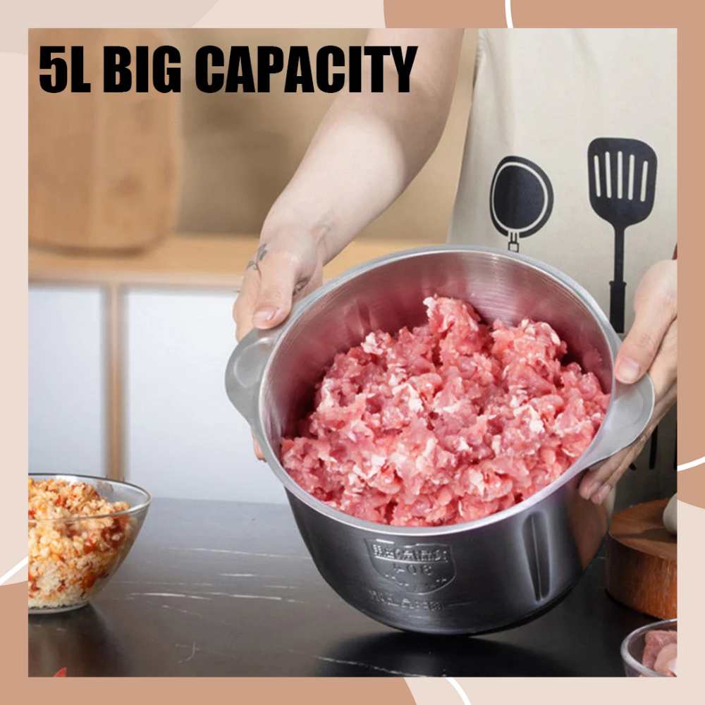 MegaMince 5L – Electric Meat & Vegetable Stainless Steel Food Processor